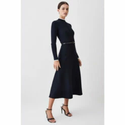 Best reviews of 😍 KarenMillen Petite Rib Knit Belted Midi 👗 Dress For Female 💯