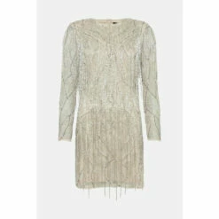 Coupon 😍 KarenMillen Crystal Embellished Fringed Mini 👗 Dress For Female 🧨 -Karen Millen Sales unnamed file 1486