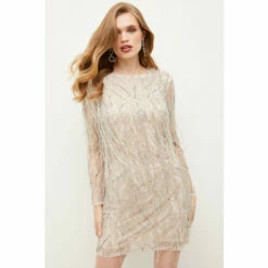 Coupon 😍 KarenMillen Crystal Embellished Fringed Mini 👗 Dress For Female 🧨 -Karen Millen Sales unnamed file 1488