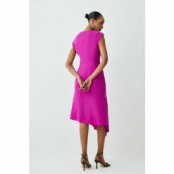 Buy ✔️ KarenMillen Soft Tailored Key Hole Cap Sleeve High Low Midi 👗 Dress For Female 🔔 -Karen Millen Sales unnamed file 1491