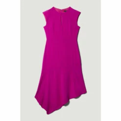 Buy ✔️ KarenMillen Soft Tailored Key Hole Cap Sleeve High Low Midi 👗 Dress For Female 🔔 -Karen Millen Sales unnamed file 1492