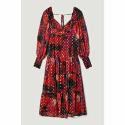 Buy 👍 KarenMillen Floral Metallic Beaded Cuff Woven Midi 👗 Dress For Female 🔥 -Karen Millen Sales unnamed file 1511