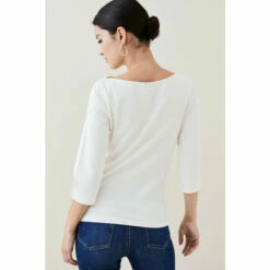 Outlet ⭐ KarenMillen Petite Cotton Slash Neck 3/4 Sleeve Top For Female ⭐ -Karen Millen Sales unnamed file 1522