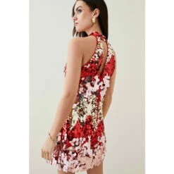Promo ✨ KarenMillen Petite Disc Sequin Halter Woven Mini 👗 Dress For Female ✨ -Karen Millen Sales unnamed file 1541