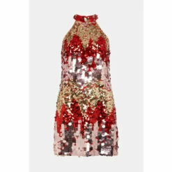 Promo ✨ KarenMillen Petite Disc Sequin Halter Woven Mini 👗 Dress For Female ✨ -Karen Millen Sales unnamed file 1542