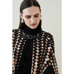 Outlet 😉 KarenMillen Jacquard Knit Cape For Female 😉 -Karen Millen Sales unnamed file 1546