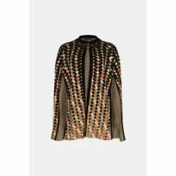 Outlet 😉 KarenMillen Jacquard Knit Cape For Female 😉 -Karen Millen Sales unnamed file 1547