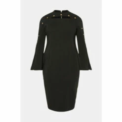 Deals 🌟 KarenMillen Plus Size Stud Detail Split Sleeve Pencil Midi 👗 Dress For Female ✨ -Karen Millen Sales unnamed file 1583