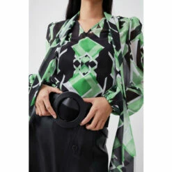 Buy 🧨 KarenMillen Jigsaw Geo Georgette Tie Neck Blouse For Female 😉 -Karen Millen Sales unnamed file 1630