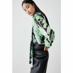 Buy 🧨 KarenMillen Jigsaw Geo Georgette Tie Neck Blouse For Female 😉 -Karen Millen Sales unnamed file 1632