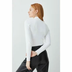 Best Pirce ⌛ KarenMillen Funnel Neck Knitted Rib Zip Through Cardigan For Female 🌟 -Karen Millen Sales unnamed file 1643