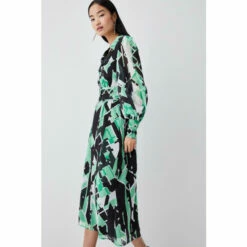 Deals 🤩 KarenMillen Jigsaw Geo Georgette Pleated Woven 👚 Shirt 👗 Dress For Female ✨ -Karen Millen Sales unnamed file 1650