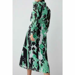 Deals 🤩 KarenMillen Jigsaw Geo Georgette Pleated Woven 👚 Shirt 👗 Dress For Female ✨ -Karen Millen Sales unnamed file 1653