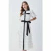Top 10 😉 KarenMillen Pin Dot Twill Belted Midi 👗 Dress For Female 🎁