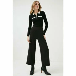 Deals ✔️ KarenMillen Compact Stretch Cropped Wide Trousers For Female 😍 -Karen Millen Sales unnamed file 1678