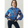 Hot Sale 🔥 KarenMillen Floral Shirred Detail Woven Blouse For Female 🧨