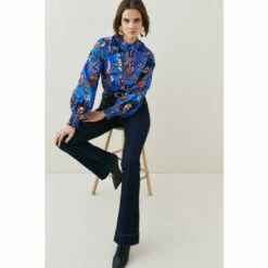 Hot Sale 🔥 KarenMillen Floral Shirred Detail Woven Blouse For Female 🧨 -Karen Millen Sales unnamed file 1709