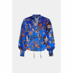 Hot Sale 🔥 KarenMillen Floral Shirred Detail Woven Blouse For Female 🧨 -Karen Millen Sales unnamed file 1710