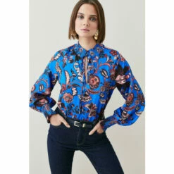 Hot Sale 🔥 KarenMillen Floral Shirred Detail Woven Blouse For Female 🧨 -Karen Millen Sales unnamed file 1712