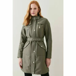 Outlet 👏 KarenMillen Waterproof Quilted Cotton Sateen Long Jacket For Female 🛒 -Karen Millen Sales unnamed file 1719