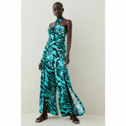 New 🥰 KarenMillen Tiger Viscose Satin Gold Ring Jumpsuit For Female 🛒 -Karen Millen Sales unnamed file 1734