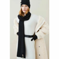 New 😍 KarenMillen Military Trim Cable Knit Scarf For Female 😀 -Karen Millen Sales unnamed file 1780