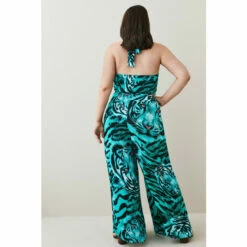 Promo 💯 KarenMillen Plus Size Tiger Viscose Satin Jumpsuit For Female 😀 -Karen Millen Sales unnamed file 1783