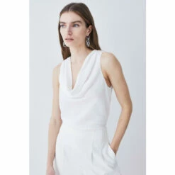 Wholesale 🎁 KarenMillen Georgette Cowl Neck Woven Blouse For Female ❤️ -Karen Millen Sales unnamed file 179