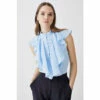 Outlet 🌟 KarenMillen Georgette Ruffle High Neck Woven Blouse For Female 😍