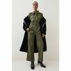 Cheapest 😉 KarenMillen Cord Pocket Detail Straight Leg Belted Jumpsuit For Female 💯 -Karen Millen Sales unnamed file 1826