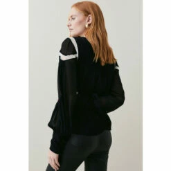 Best Pirce 🥰 KarenMillen Ladder Trim Lace Woven Blouse For Female 🛒 -Karen Millen Sales unnamed file 1830