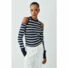 Best reviews of 👏 KarenMillen Viscose Blend Knit Cut Out Stripe Jumper For Female 🥰