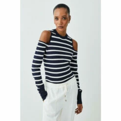 Best reviews of 👏 KarenMillen Viscose Blend Knit Cut Out Stripe Jumper For Female 🥰 -Karen Millen Sales unnamed file 1839