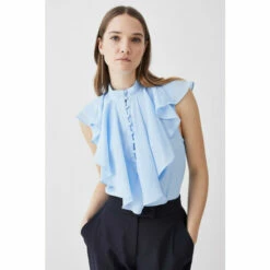 Outlet 🌟 KarenMillen Georgette Ruffle High Neck Woven Blouse For Female 😍 -Karen Millen Sales unnamed file 186