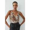 Best deal 🛒 KarenMillen Animal Printed Georgette Woven Cami Top For Female 🧨