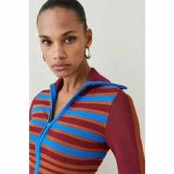 Best Pirce ✔️ KarenMillen Stripe Knit Zip Through Collared Cardigan For Female ⭐ -Karen Millen Sales unnamed file 1870