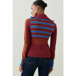 Best Pirce ✔️ KarenMillen Stripe Knit Zip Through Collared Cardigan For Female ⭐ -Karen Millen Sales unnamed file 1872