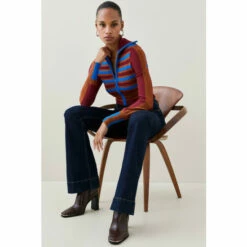 Best Pirce ✔️ KarenMillen Stripe Knit Zip Through Collared Cardigan For Female ⭐ -Karen Millen Sales unnamed file 1873