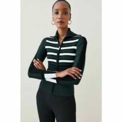 Best Pirce ✔️ KarenMillen Stripe Knit Zip Through Collared Cardigan For Female ⭐ -Karen Millen Sales unnamed file 1874