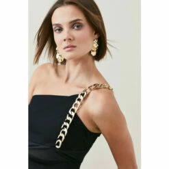 Flash Sale 🎉 KarenMillen Italian Jersey Mesh Chain Strap Maxi 👗 Dress For Female ⭐ -Karen Millen Sales unnamed file 1877