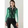 Coupon 😀 KarenMillen Embellished Sporty Jacquard Zip Through Knit For Female 💯
