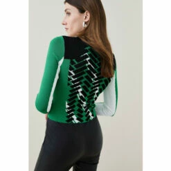 Coupon 😀 KarenMillen Embellished Sporty Jacquard Zip Through Knit For Female 💯 -Karen Millen Sales unnamed file 1891