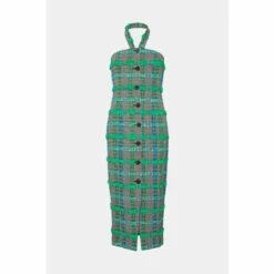Buy 🧨 KarenMillen Linton Tweed Halter Bodice Midi 👗 Dress For Female 🧨 -Karen Millen Sales unnamed file 1909