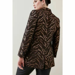 Budget 🎁 KarenMillen Plus Size Animal Jacquard Tailored Double Breasted Jacket For Female 🔥 -Karen Millen Sales unnamed file 1920