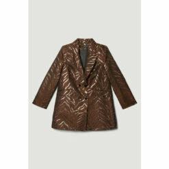 Budget 🎁 KarenMillen Plus Size Animal Jacquard Tailored Double Breasted Jacket For Female 🔥 -Karen Millen Sales unnamed file 1921