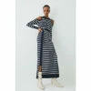 Flash Sale ⌛ KarenMillen Viscose Blend Knit Cut Out Stripe Midi 👗 Dress For Female 👍