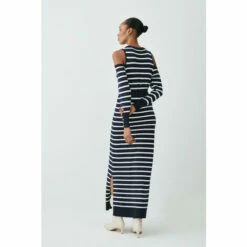 Flash Sale ⌛ KarenMillen Viscose Blend Knit Cut Out Stripe Midi 👗 Dress For Female 👍 -Karen Millen Sales unnamed file 1925