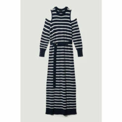 Flash Sale ⌛ KarenMillen Viscose Blend Knit Cut Out Stripe Midi 👗 Dress For Female 👍 -Karen Millen Sales unnamed file 1926