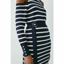 Flash Sale ⌛ KarenMillen Viscose Blend Knit Cut Out Stripe Midi 👗 Dress For Female 👍 -Karen Millen Sales unnamed file 1927