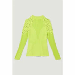 Buy ✨ KarenMillen Petite Mesh Cable Knit High Neck Jumper For Female 👍 -Karen Millen Sales unnamed file 1932